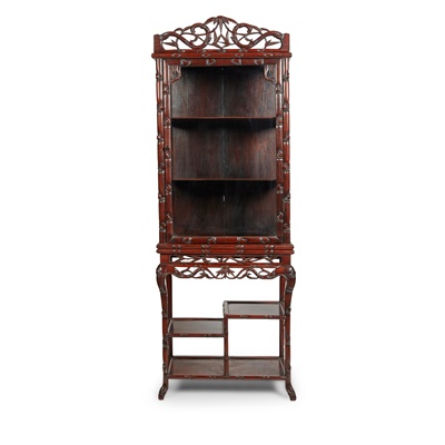 Lot 11 - FAUX-BAMBOO DISPLAY CABINET ON STAND