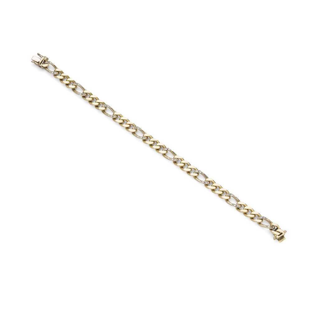 Lot 77 - A diamond Figaro-link bracelet