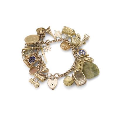 Lot 134 - A 9ct gold charm bracelet