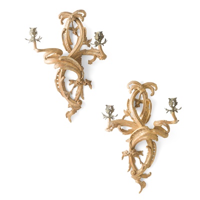 Lot 38 - PAIR OF GEORGE III GILTWOOD WALL SCONCES