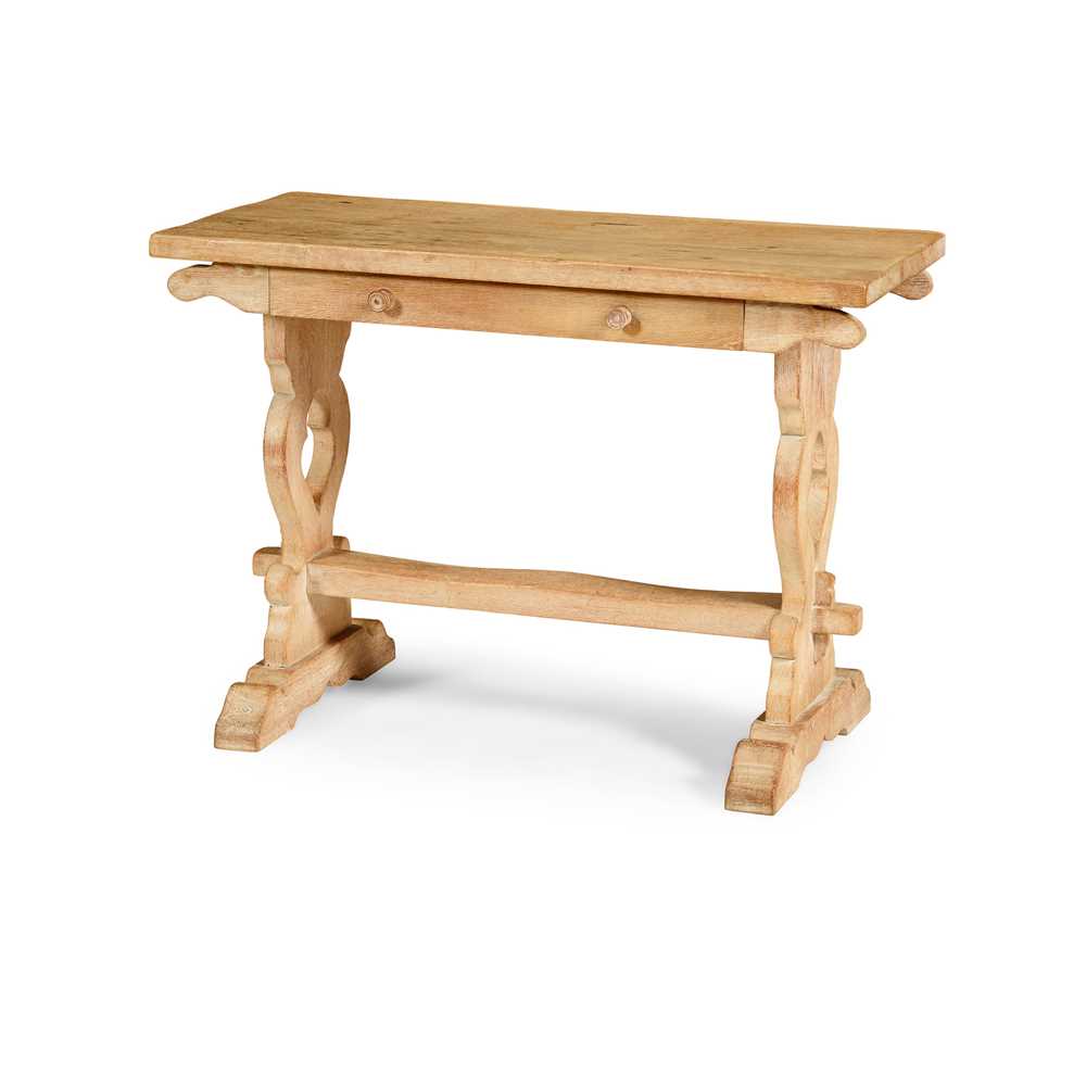 Lot 4 - A LIMED OAK TRESTLE TABLE IN THE MANNER OF SIR ROBERT LORIMER