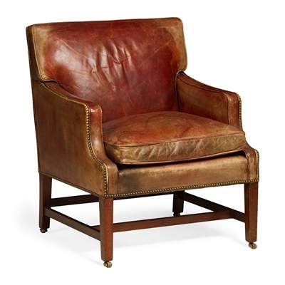 Lot 122 - GEORGIAN STYLE LEATHER LIBRARY ARMCHAIR
