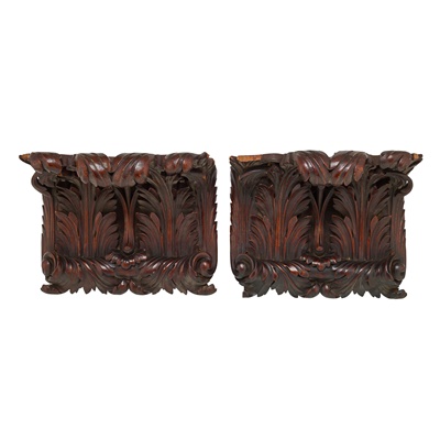 Lot 196 - PAIR OF LARGE CARVED OAK WALL BRACKETS