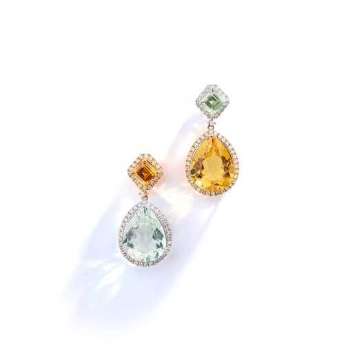 Lot 26 - A pair of gem-set earrings