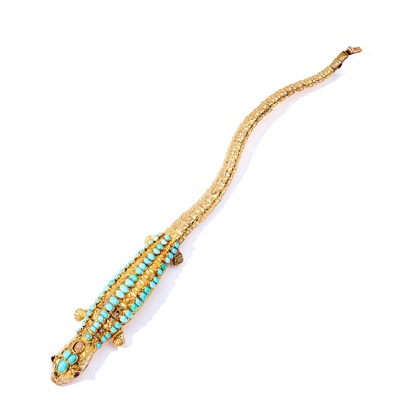 Lot 4 - A mid 19th century turquoise bracelet, circa 1840