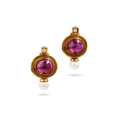 Lot 119 - Elizabeth Gage: A pair of gem-set earrings