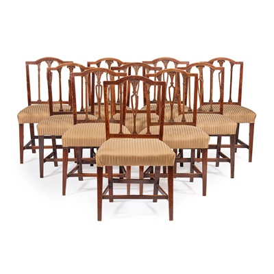 Lot 136 - MATCHED SET OF TWELVE GEORGE III STAINED ASH DINING CHAIRS