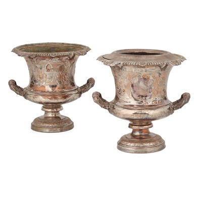 Lot 2 - A pair of silver-plated wine coolers