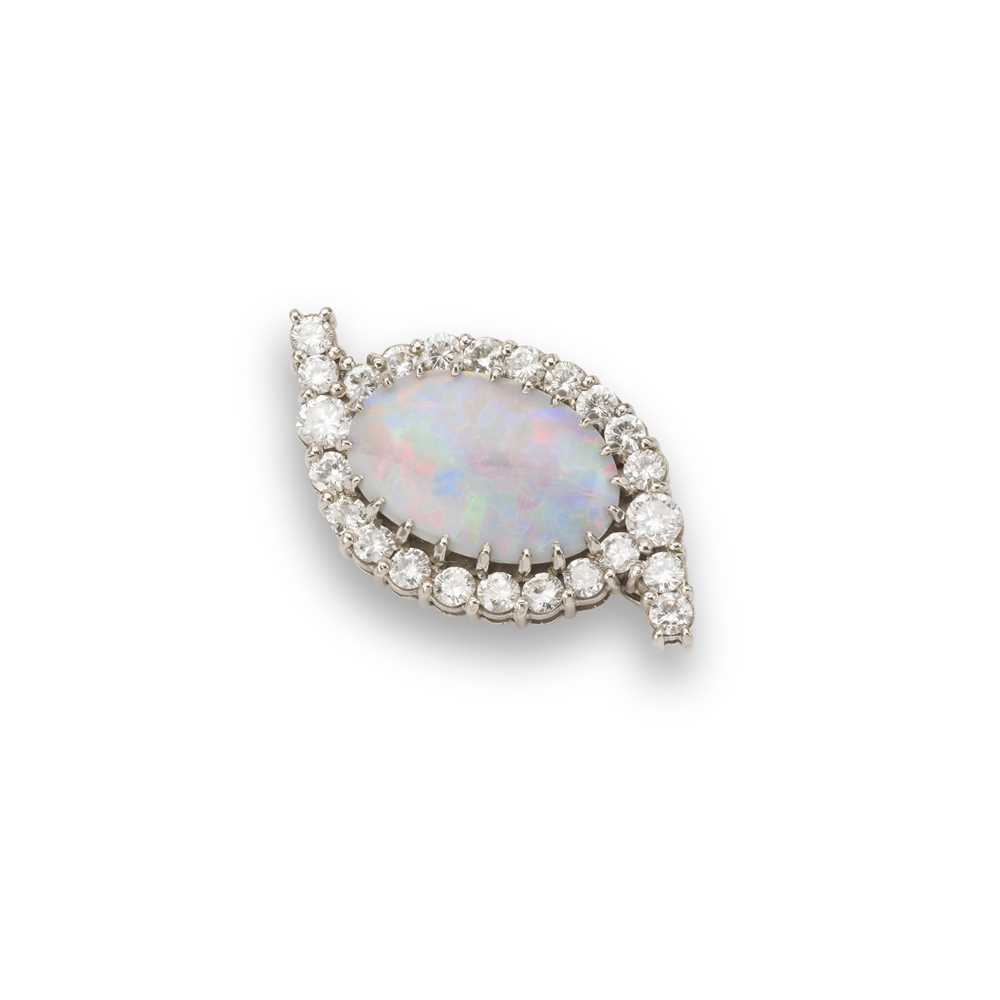 Lot 28 - A black opal and diamond brooch