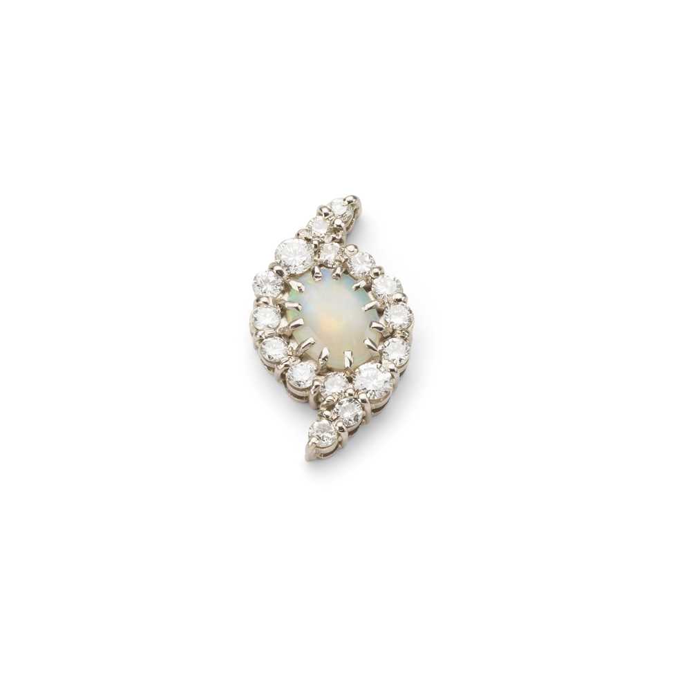 Lot 29 - A single opal and diamond earring