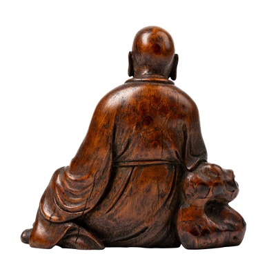 Lot 4 - BAMBOO CARVING OF A LUOHAN
