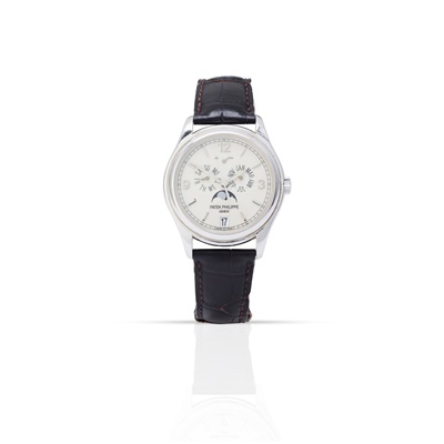Lot 284 - Patek Philippe: a white gold calendar wristwatch