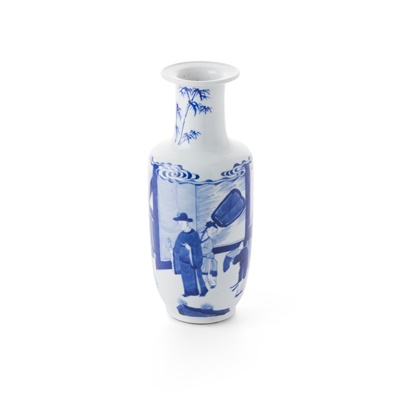 Lot 166 - BLUE AND WHITE ROULEAU VASE
