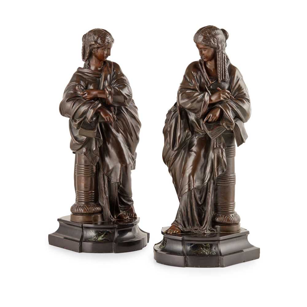 Lot 42 - PAIR OF FRENCH BRONZE FIGURES OF CALLIOPE AND CLIO