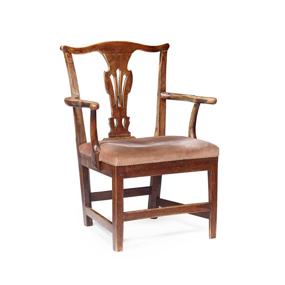 Lot 51 - GEORGE III PROVINCIAL ELM AND ASH ARMCHAIR