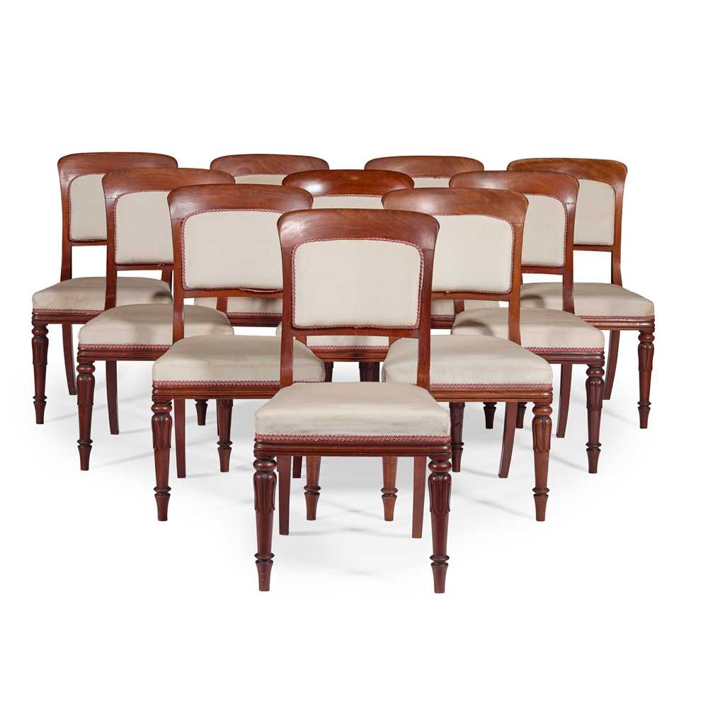 Lot 28 - SET OF TEN VICTORIAN UPHOLSTERED DINING CHAIRS