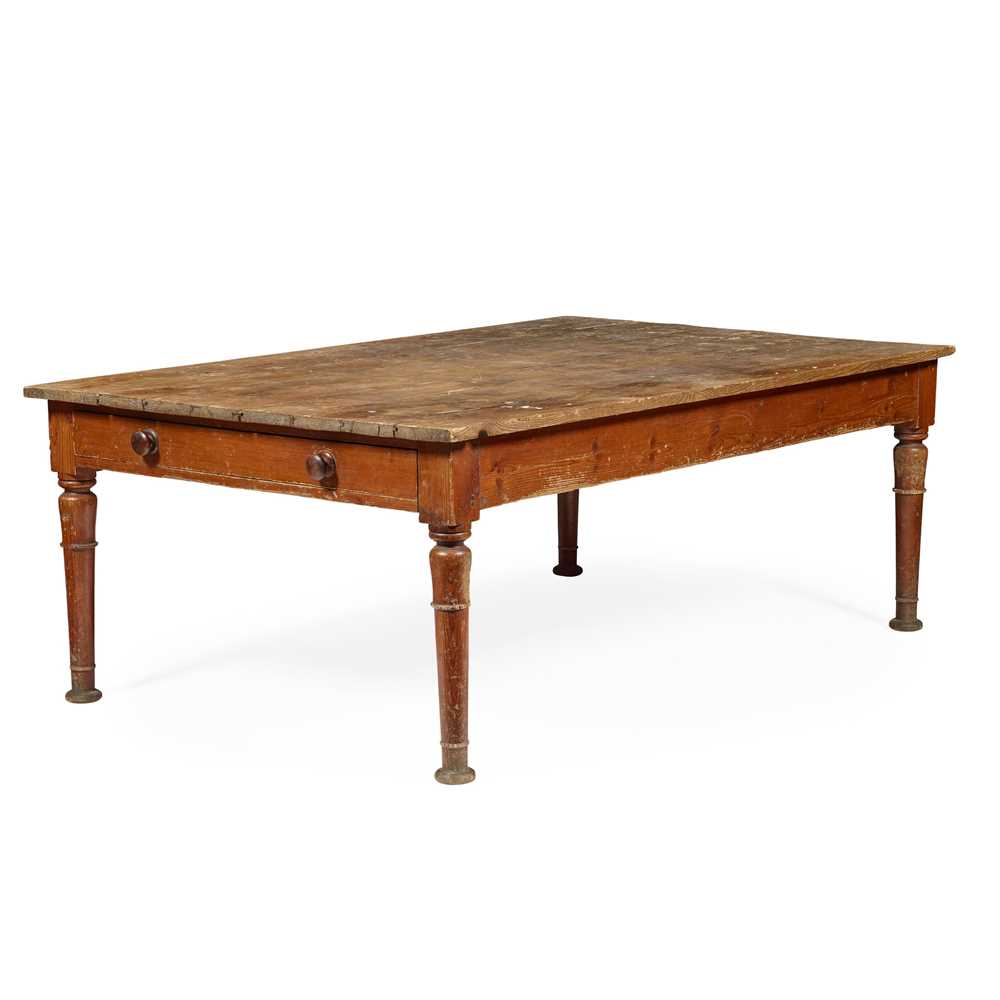 Lot 50 - LARGE VICTORIAN SCRUBBED AND PITCH PINE SCULLERY TABLE