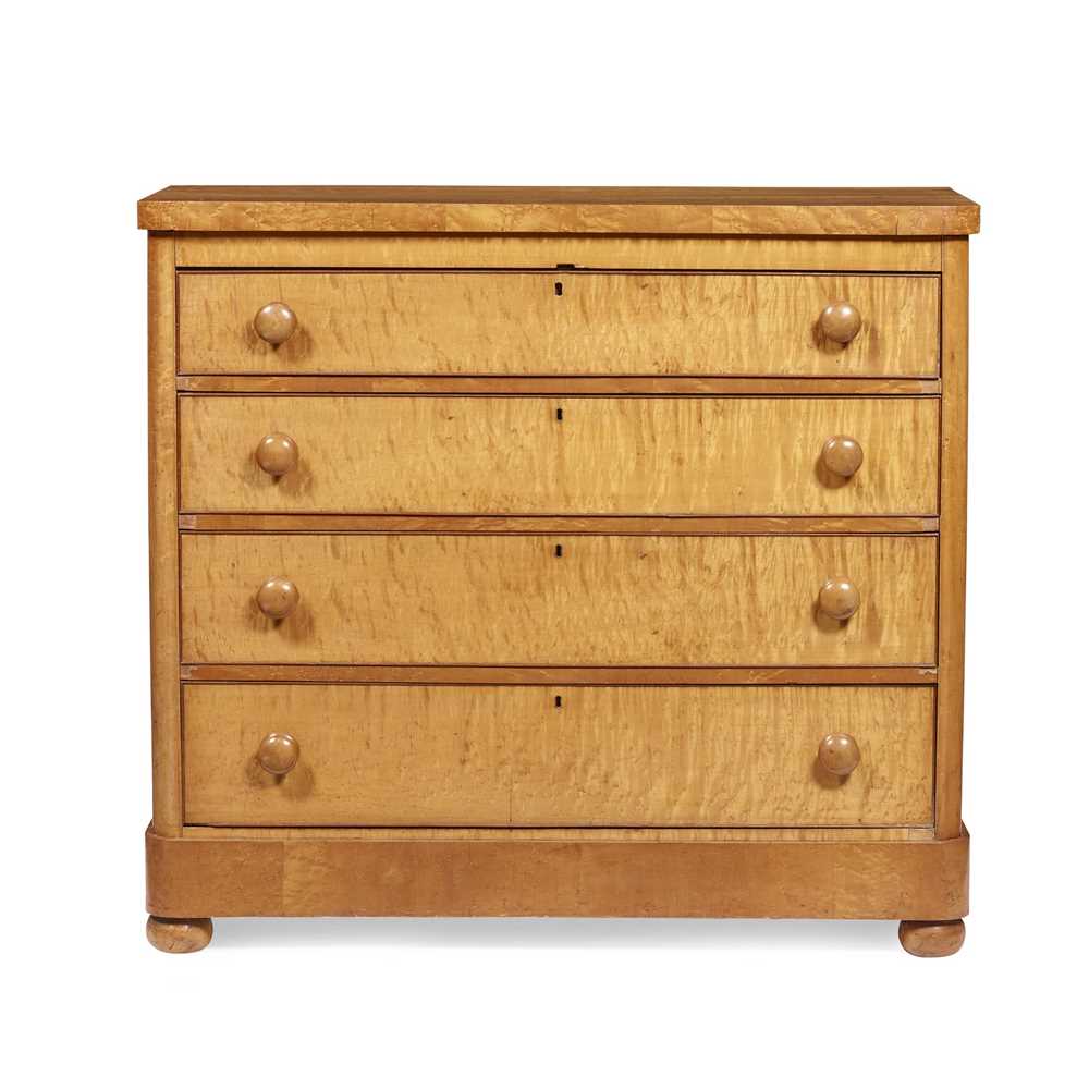 Lot 37 - EARLY VICTORIAN BIRD'S EYE MAPLE CHEST OF DRAWERS