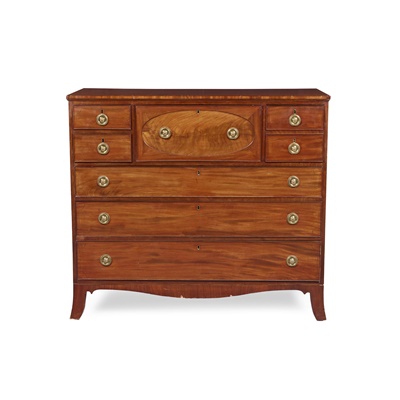 Lot 35 - LATE GEORGE III MAHOGANY SECRETAIRE CHEST OF DRAWERS