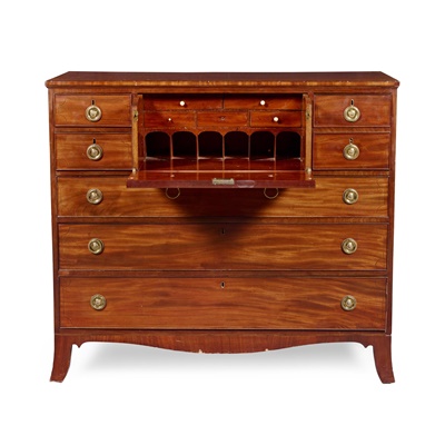 Lot 35 - LATE GEORGE III MAHOGANY SECRETAIRE CHEST OF DRAWERS