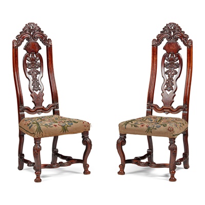 Lot 60 - PAIR OF ANGLO-DUTCH WALNUT SIDE CHAIRS