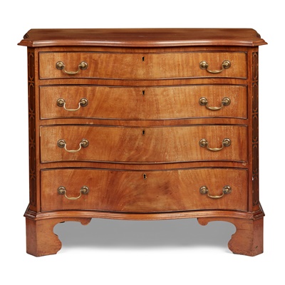 Lot 175 - GEORGE III STYLE MAHOGANY SERPENTINE CHEST OF DRAWERS