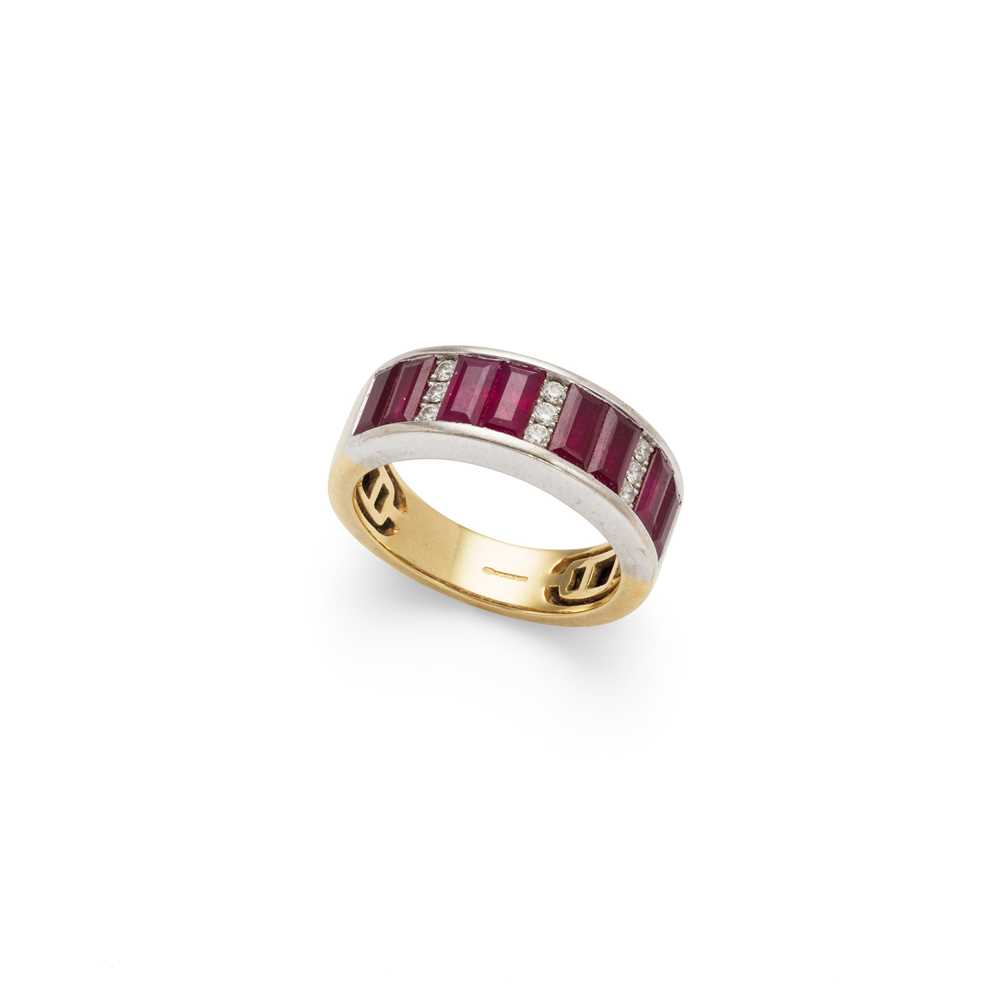 Lot 68 - A ruby and diamond half-eternity ring