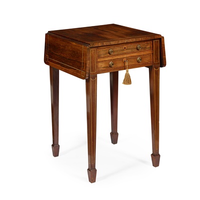 Lot 167 - LATE GEORGE III ROSEWOOD DROP-LEAF OCCASIONAL TABLE