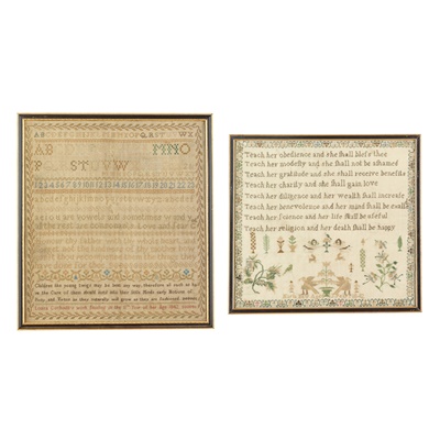 Lot 194 - TWO EARLY VICTORIAN VERSE SAMPLERS