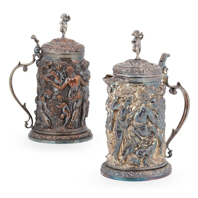 Lot 4 - A matched pair of electrotype tankards