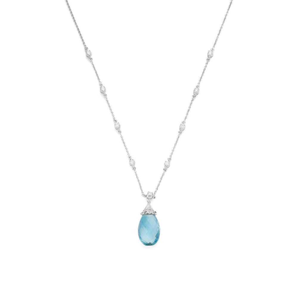 Lot 95 - An aquamarine and diamond pendant