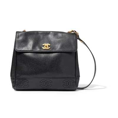 Lot 14 - Chanel: A black caviar CC shoulder bag