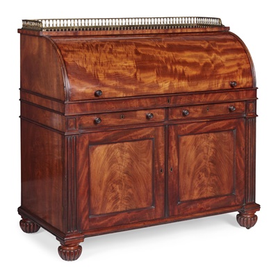 Lot 216 - REGENCY MAHOGANY CYLINDER DESK, ATTRIBUTED TO GILLOWS