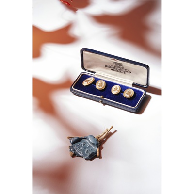 Lot 13 - A pair of mother-of-pearl cufflinks, Royal Interest
