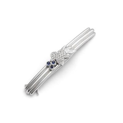 Lot 57 - A diamond and sapphire hair-clip