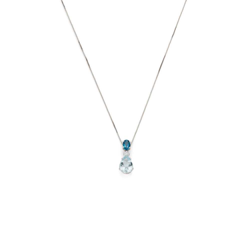 Lot 14 - Salvini: An aquamarine, diamond and blue topaz pendant