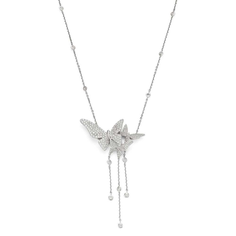 Lot 24 - A diamond butterfly pendant necklace