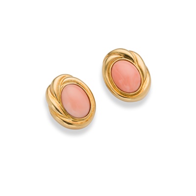 Lot 236 - Asprey: A pair of coral earrings