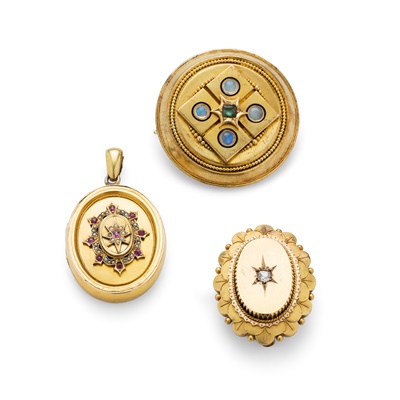 Lot 192 - Two Victorian brooches and a locket