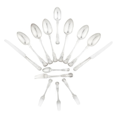 Lot 127 - A collection of William IV King's pattern flatware