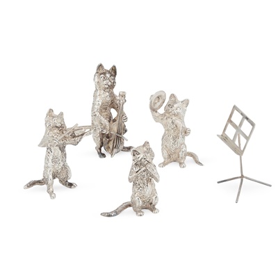 Lot 64 - A 1970s novelty cat quartet with music stand