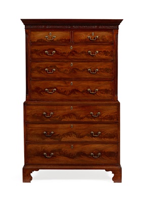 Lot 111 - GEORGE III MAHOGANY CHEST-ON-CHEST