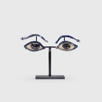 Lot 51 - PAIR OF ANCIENT EGYPTIAN EYE INLAYS