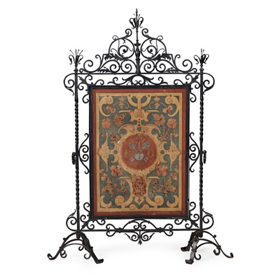 Lot 308 - VICTORIAN LARGE WROUGHT IRON FIRE SCREEN