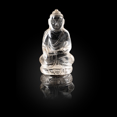 Lot 70 - ROCK CRYSTAL CARVING OF A SEATED BUDDHA