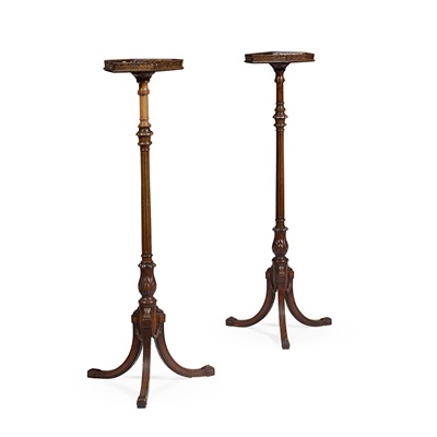 Lot 25 - PAIR OF GEORGE III STYLE MAHOGANY TORCHERES