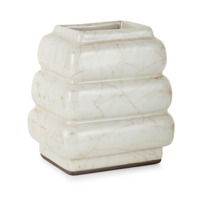 Lot 122 - GUAN-TYPE GLAZED THREE-TIERED STEPPED VASE