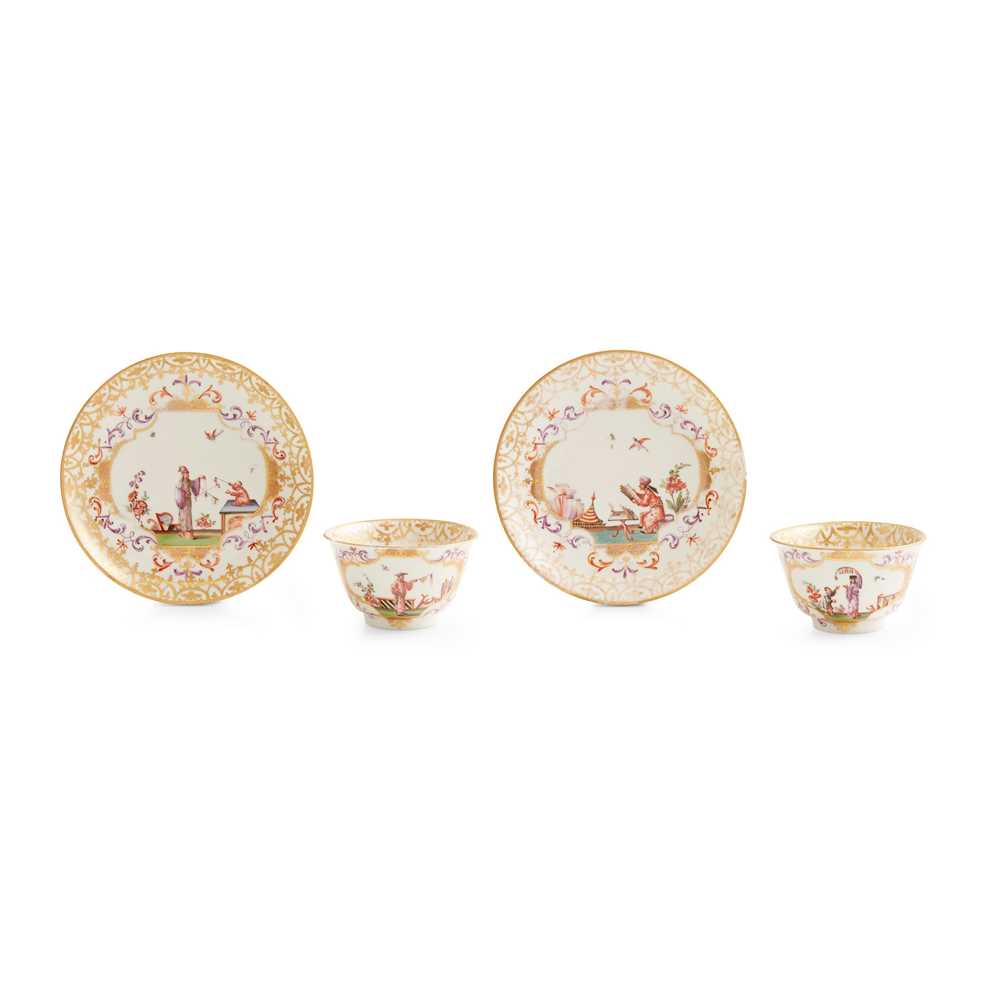 Lot 4 - TWO MEISSEN TEABOWLS AND SAUCERS