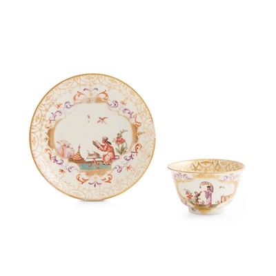 Lot 4 - TWO MEISSEN TEABOWLS AND SAUCERS