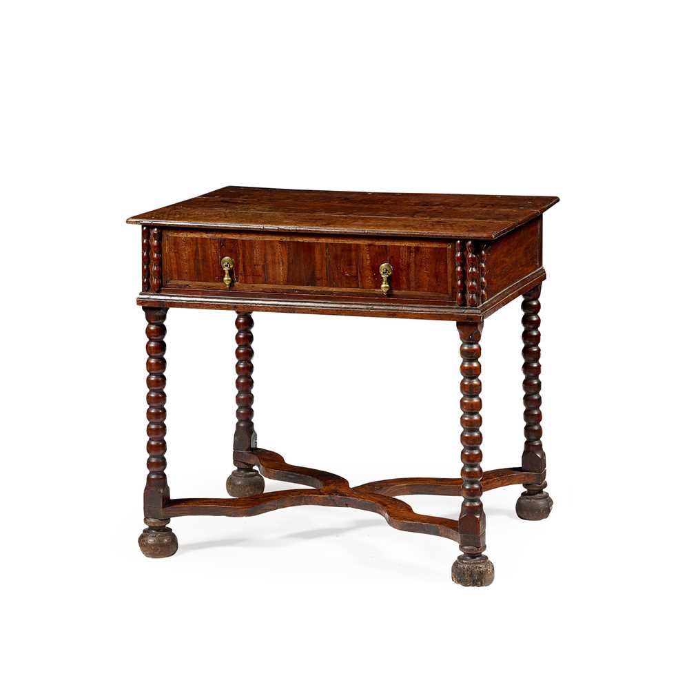 Lot 43 - WILLIAM AND MARY OAK AND WALNUT SIDE TABLE